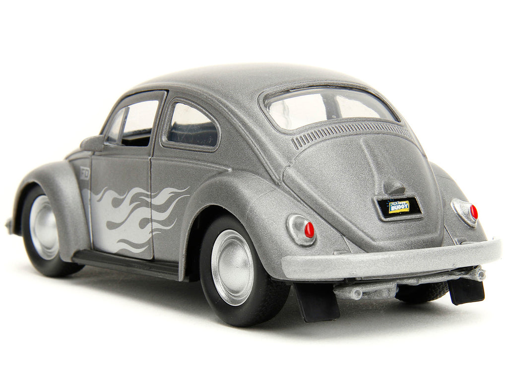 1959 Volkswagen Beetle Gray Metallic with Silver Flames and Boxing Gloves Accessory "Punch Buggy" Series 1/32 Diecast Model Car by Jada-4