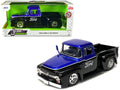 1956 Ford F-100 Pickup Truck Black and Blue Metallic with Ford Graphics "Just Trucks" Series 1/24 Diecast Model Car by Jada-0