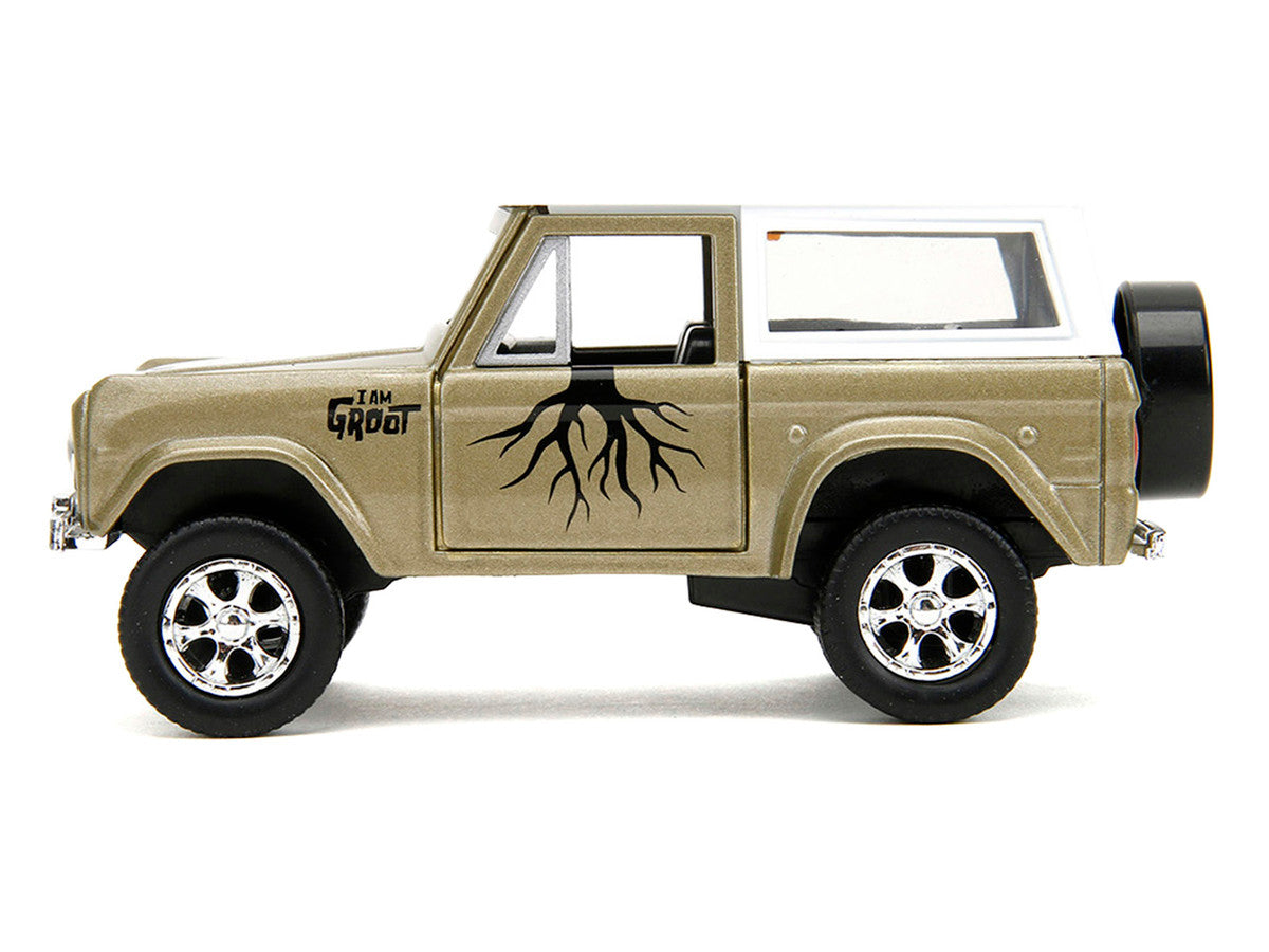 1973 Ford Bronco "Groot" Gold Metallic with White Top "Guardians of the Galaxy" "Hollywood Rides" Series 1/32 Diecast Car Model by Jada-2