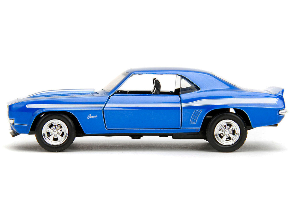 1969 Chevrolet Camaro Blue Metallic with White Stripes "2 Fast 2 Furious" (2003) Movie "Fast & Furious" Series 1/32 Diecast Model Car by Jada-1