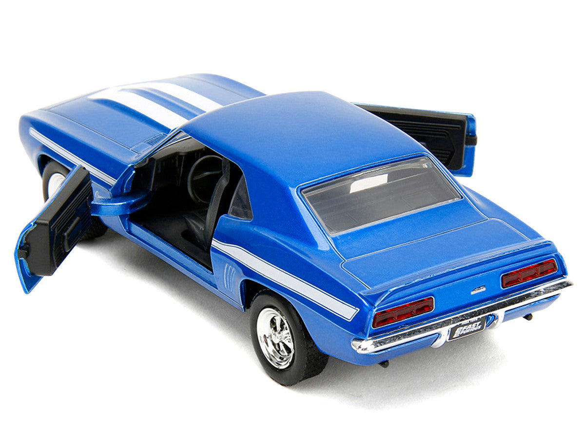 1969 Chevrolet Camaro Blue Metallic with White Stripes "2 Fast 2 Furious" (2003) Movie "Fast & Furious" Series 1/32 Diecast Model Car by Jada-2