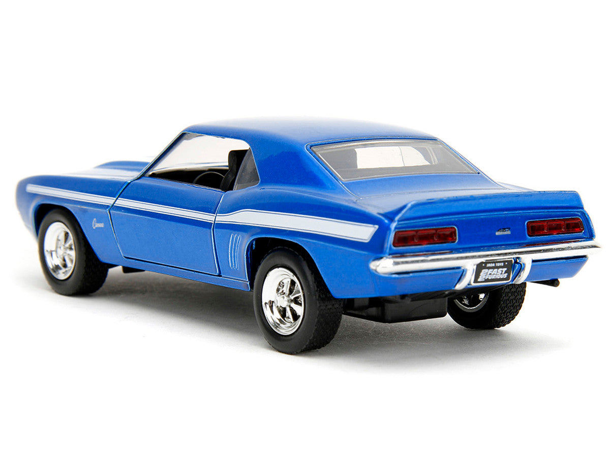 1969 Chevrolet Camaro Blue Metallic with White Stripes "2 Fast 2 Furious" (2003) Movie "Fast & Furious" Series 1/32 Diecast Model Car by Jada-0