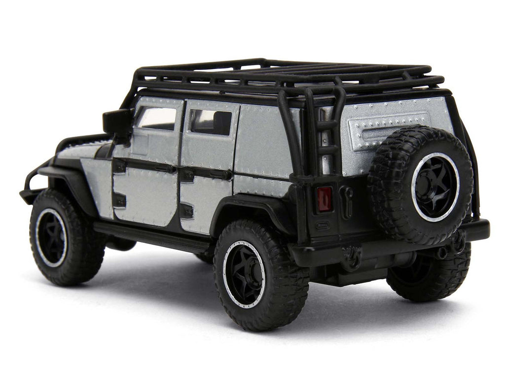 Tej's Jeep Wrangler Custom Silver Metallic with Black Top and Roof Rack "Furious 7" (2015) Movie "25 Years of Fast & Furious" Series 1/32 Diecast Model Car by Jada-2
