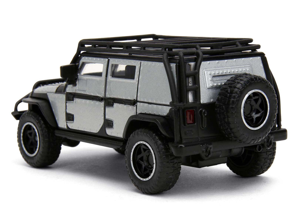 Tej's Jeep Wrangler Custom Silver Metallic with Black Top and Roof Rack "Furious 7" (2015) Movie "25 Years of Fast & Furious" Series 1/32 Diecast Model Car by Jada-2