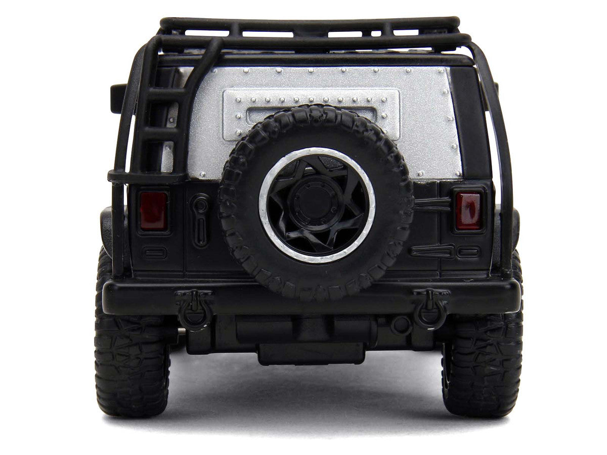 Tej's Jeep Wrangler Custom Silver Metallic with Black Top and Roof Rack "Furious 7" (2015) Movie "25 Years of Fast & Furious" Series 1/32 Diecast Model Car by Jada-4