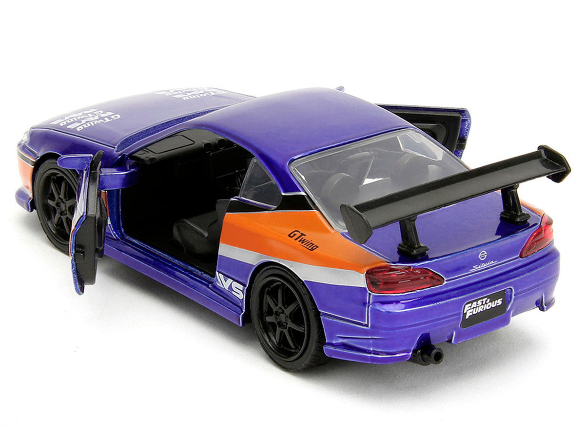 2001 Nissan Silvia S15 RHD (Right Hand Drive) Blue Metallic with Graphics "The Fast and the Furious: Tokyo Drift" (2006) Movie "Fast & Furious" Series 1/32 Diecast Car Model by Jada-2