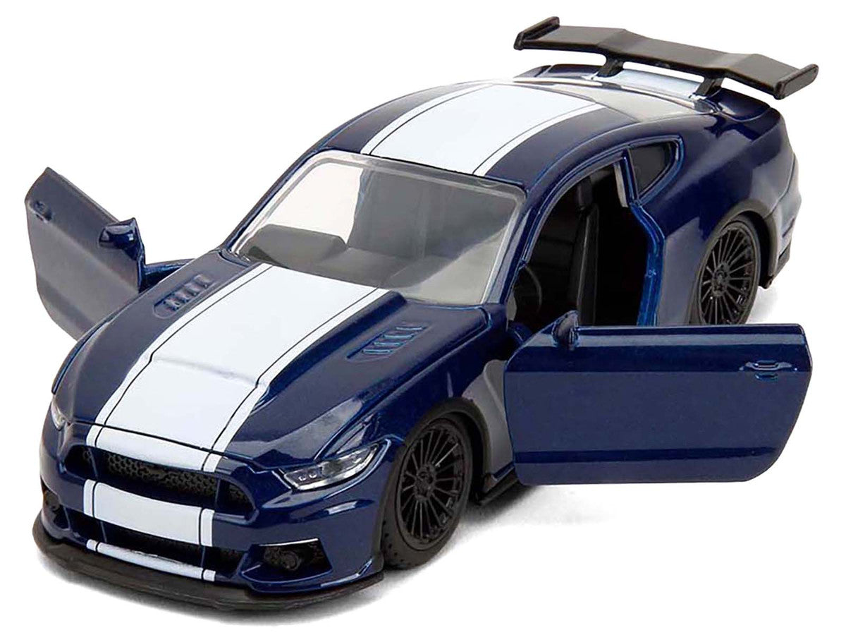 2016 Ford Mustang GT Dark Blue Metallic with White Stripe "F9" (2021) Movie "Fast & Furious" Series 1/32 Diecast Model Car by Jada-3
