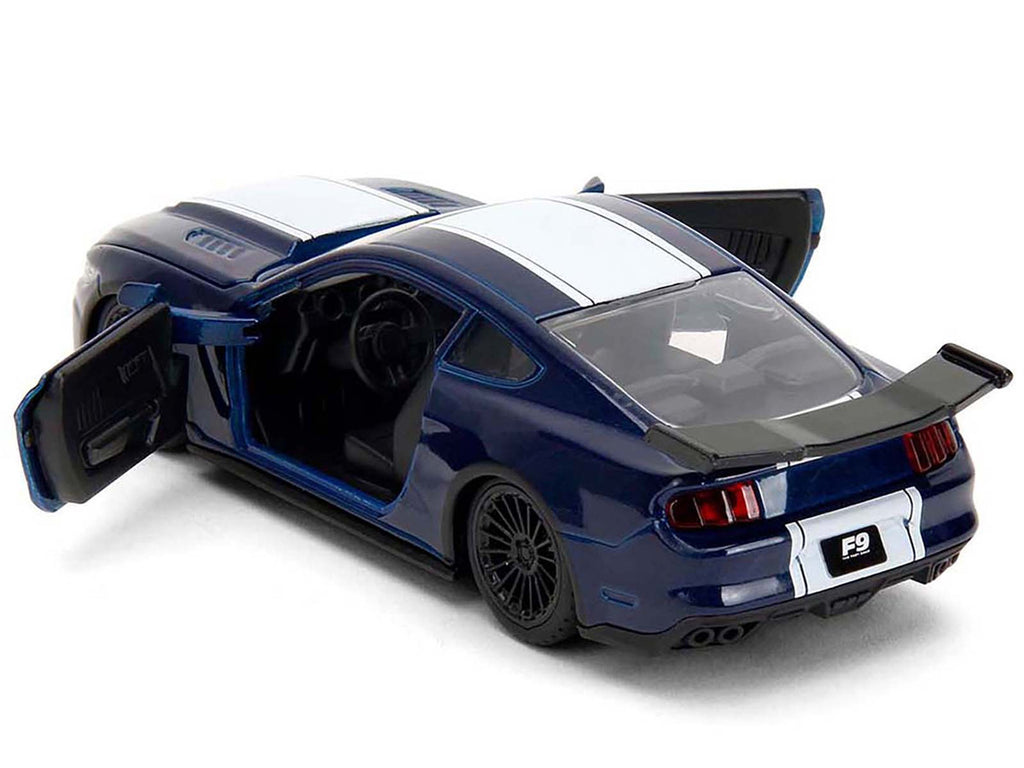 2016 Ford Mustang GT Dark Blue Metallic with White Stripe "F9" (2021) Movie "Fast & Furious" Series 1/32 Diecast Model Car by Jada-2