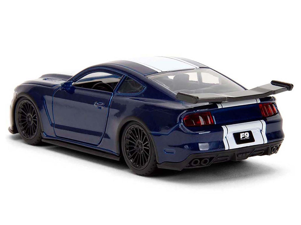 2016 Ford Mustang GT Dark Blue Metallic with White Stripe "F9" (2021) Movie "Fast & Furious" Series 1/32 Diecast Model Car by Jada-1