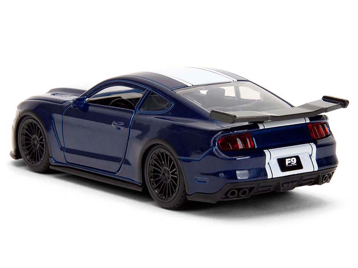 2016 Ford Mustang GT Dark Blue Metallic with White Stripe "F9" (2021) Movie "Fast & Furious" Series 1/32 Diecast Model Car by Jada-1