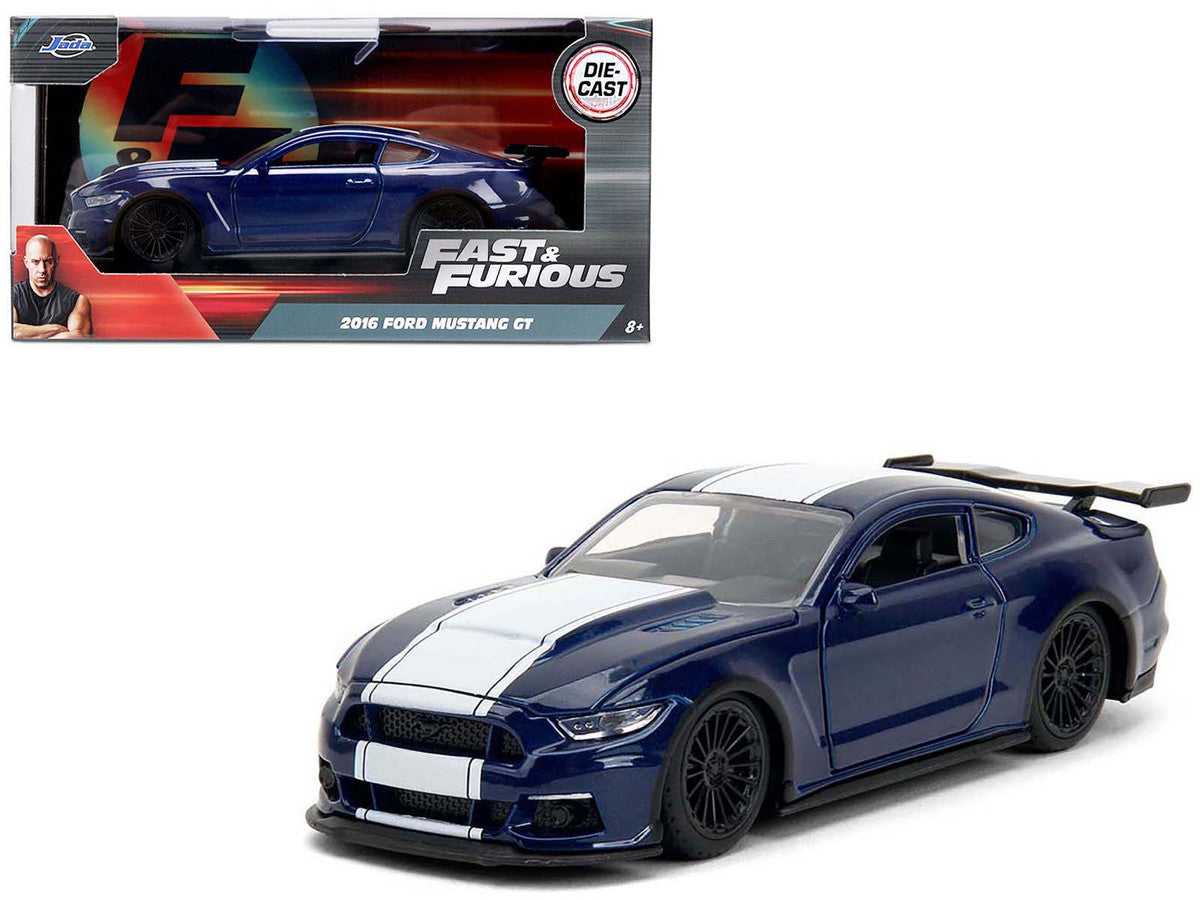 2016 Ford Mustang GT Dark Blue Metallic with White Stripe "F9" (2021) Movie "Fast & Furious" Series 1/32 Diecast Model Car by Jada-4