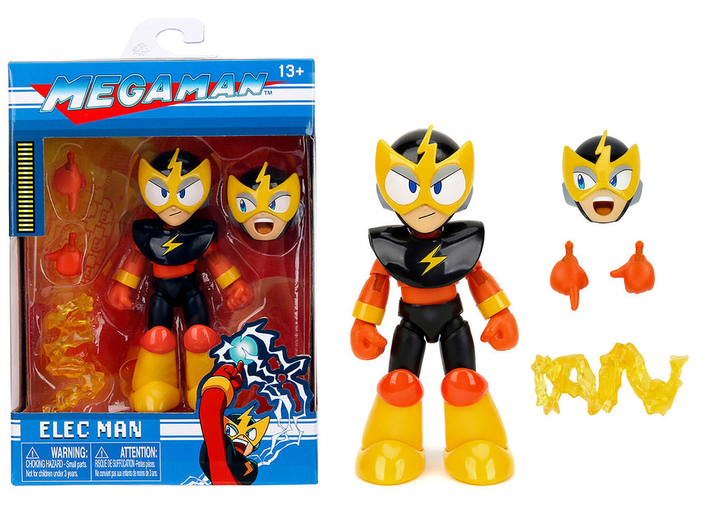 Elec Man 4.5" Moveable Figure with Accessories and Alternate Head and Hands "Mega Man" (1987) Video Game Model by Jada-4