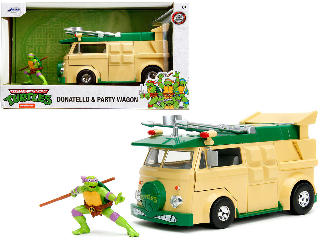 Party Wagon Green and Beige and Donatello Diecast Figure "Teenage Mutant Ninja Turtles" "Hollywood Rides" Series Diecast Model by Jada-0