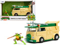 Party Wagon Green and Beige and Donatello Diecast Figure "Teenage Mutant Ninja Turtles" "Hollywood Rides" Series Diecast Model by Jada-0