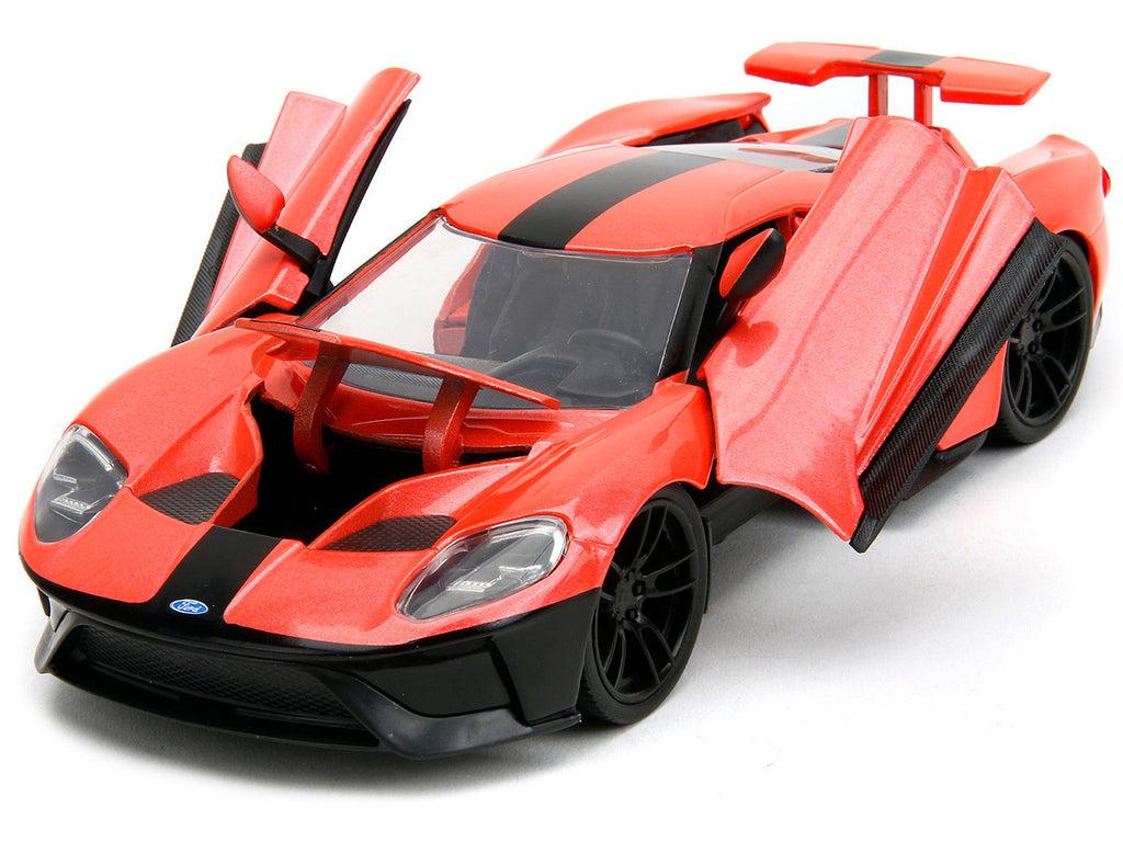 2017 Ford GT Light Red Metallic with Black Stripe "Pink Slips" Series 1/24 Diecast Model Car by Jada-1