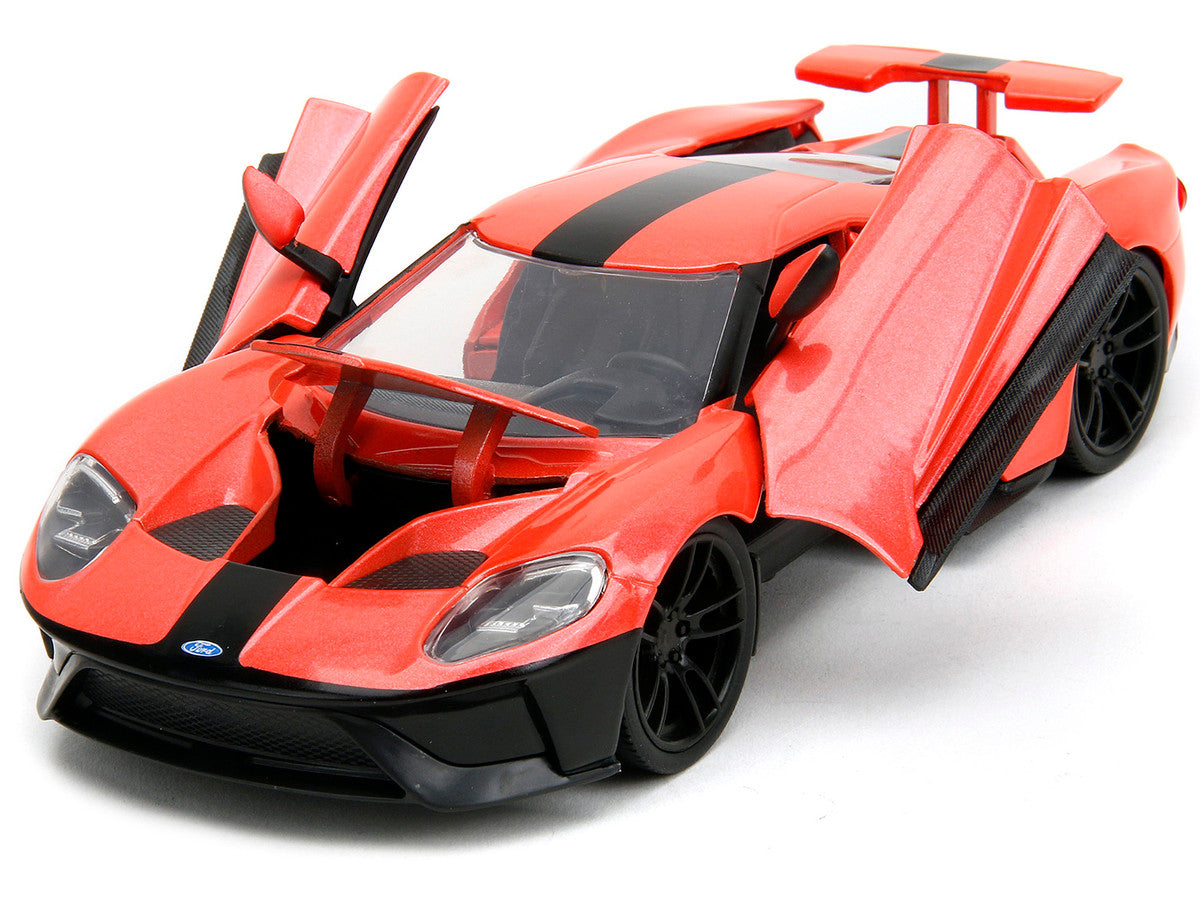 2017 Ford GT Light Red Metallic with Black Stripe "Pink Slips" Series 1/24 Diecast Model Car by Jada-1