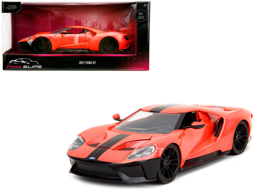 2017 Ford GT Light Red Metallic with Black Stripe "Pink Slips" Series 1/24 Diecast Model Car by Jada-0