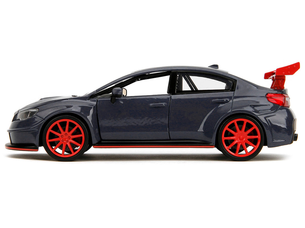 2016 Subaru WRX STI Widebody Dark Blue and Yuji Itadori Diecast Figure "Jujutsu Kaisen" (2020–2023) TV Series "Anime Hollywood Rides" Series 1/24 Diecast Model Car by Jada-0