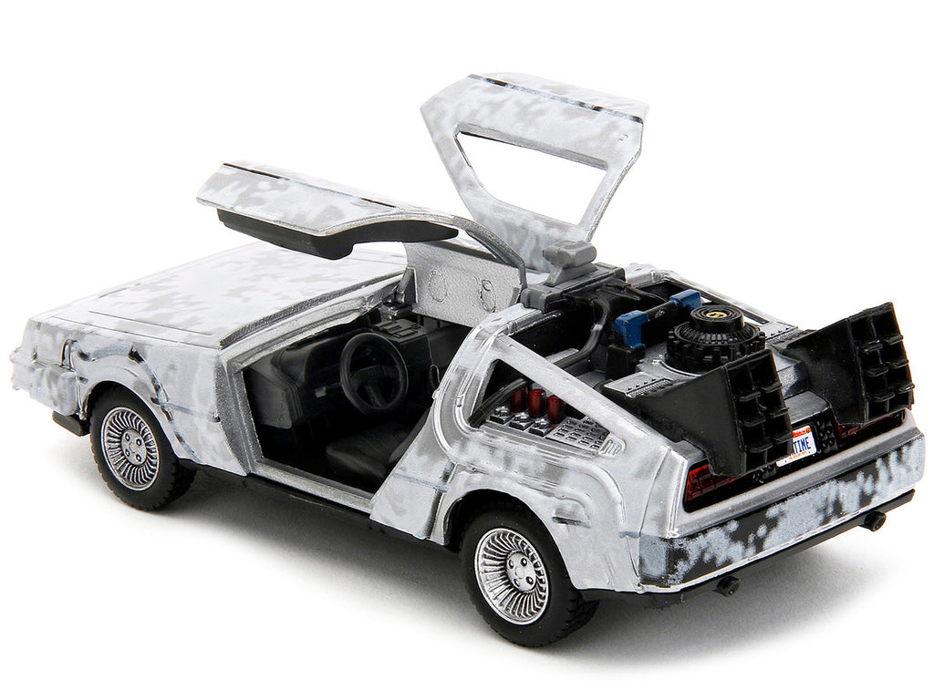 DMC DeLorean Time Machine Brushed Metal (Frost Version) "Back to the Future" (1985) Movie "Hollywood Rides" Series 1/32 Diecast Model Car by Jada-3