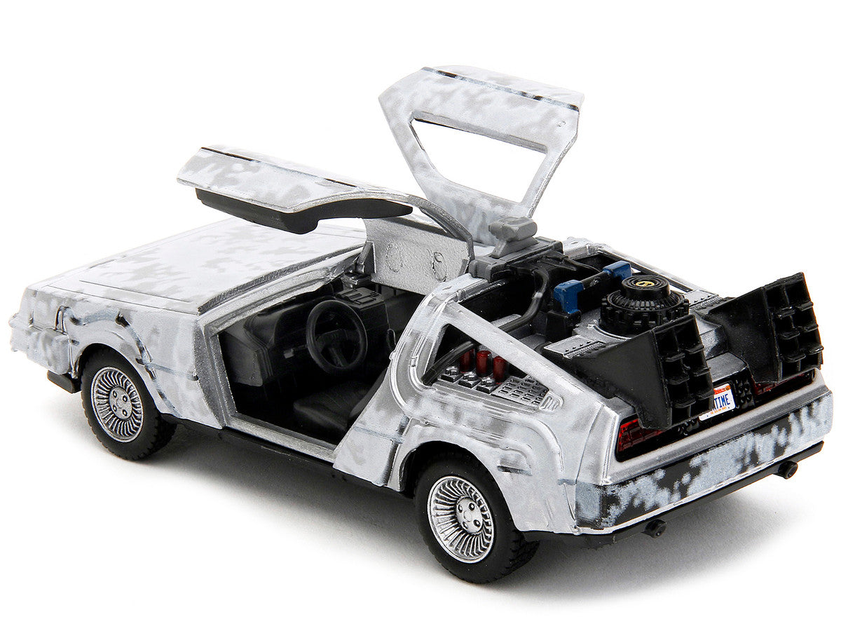 DMC DeLorean Time Machine Brushed Metal (Frost Version) "Back to the Future" (1985) Movie "Hollywood Rides" Series 1/32 Diecast Model Car by Jada-3