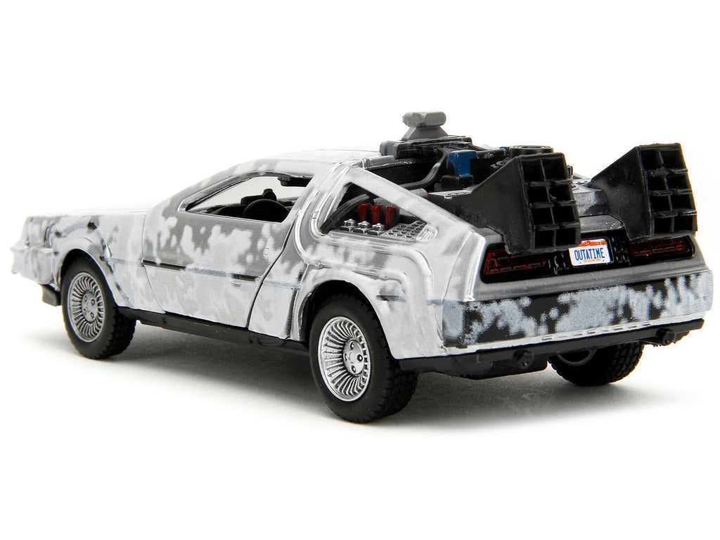 DMC DeLorean Time Machine Brushed Metal (Frost Version) "Back to the Future" (1985) Movie "Hollywood Rides" Series 1/32 Diecast Model Car by Jada-4