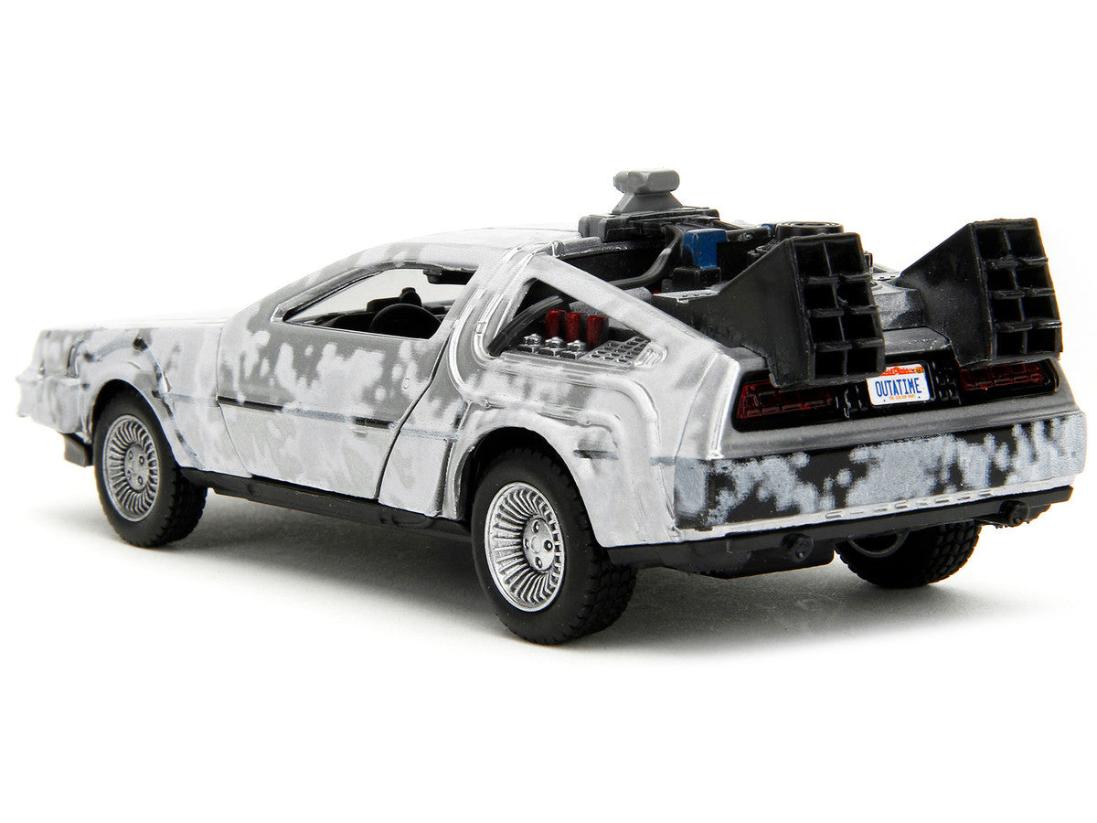 DMC DeLorean Time Machine Brushed Metal (Frost Version) "Back to the Future" (1985) Movie "Hollywood Rides" Series 1/32 Diecast Model Car by Jada-4