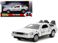 DMC DeLorean Time Machine Brushed Metal (Frost Version) "Back to the Future" (1985) Movie "Hollywood Rides" Series 1/32 Diecast Model Car by Jada-0