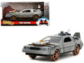 DeLorean DMC (Time Machine) Brushed Metal Train Wheel Version "Back to the Future Part III" (1990) Movie "Hollywood Rides" Series 1/32 Diecast Model Car by Jada-0