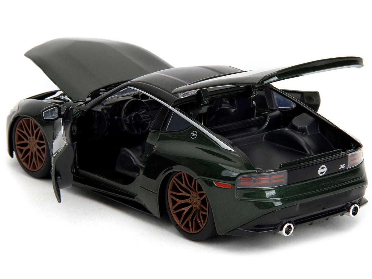 2023 Nissan Z Dark Green Metallic with Black Top "Fast X" (2023) Movie "Fast & Furious" Series 1/24 Diecast Model Car by Jada-3