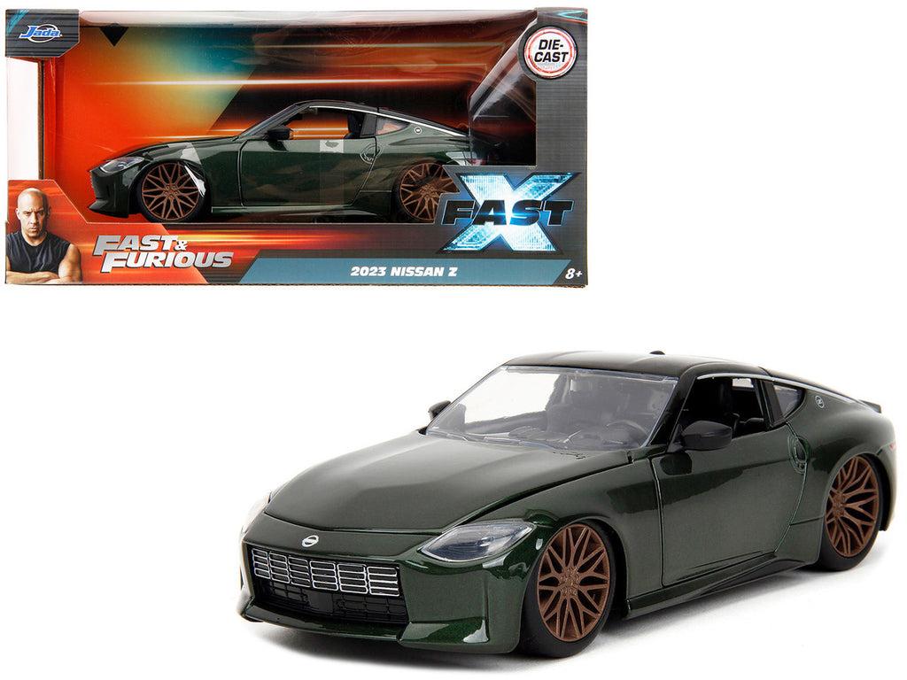 2023 Nissan Z Dark Green Metallic with Black Top "Fast X" (2023) Movie "Fast & Furious" Series 1/24 Diecast Model Car by Jada-0