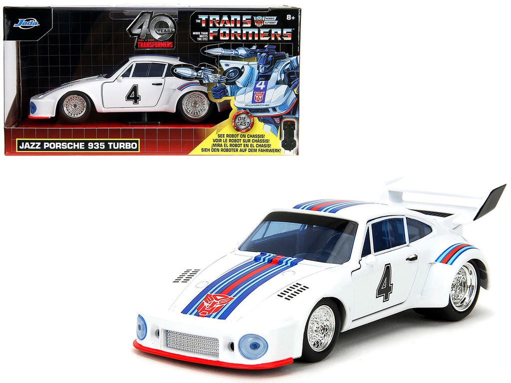 Porsche 935 Turbo #4 "Jazz" White with Blue and Red Stripes "Transformers" "Hollywood Rides" Series 1/32 Diecast Model Car by Jada-4