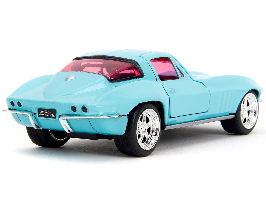 1966 Chevrolet Corvette Light Blue with Pink Tinted Windows "Pink Slips" Series 1/32 Diecast Model Car by Jada-3