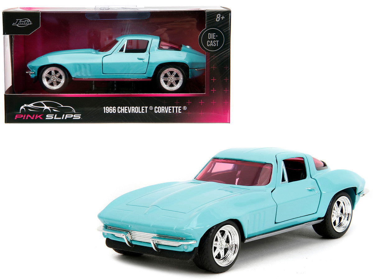 1966 Chevrolet Corvette Light Blue with Pink Tinted Windows "Pink Slips" Series 1/32 Diecast Model Car by Jada-0