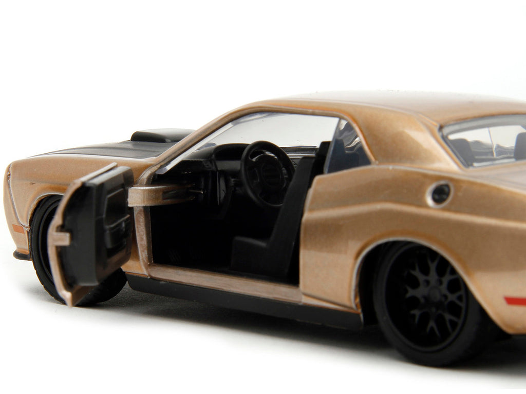 2012 Dodge Challenger SRT8 Gold Metallic with Black Hood "Pink Slips" Series 1/32 Diecast Model Car by Jada-2
