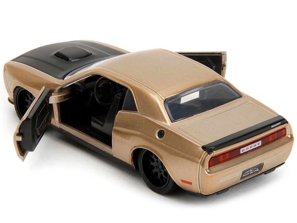 2012 Dodge Challenger SRT8 Gold Metallic with Black Hood "Pink Slips" Series 1/32 Diecast Model Car by Jada-3