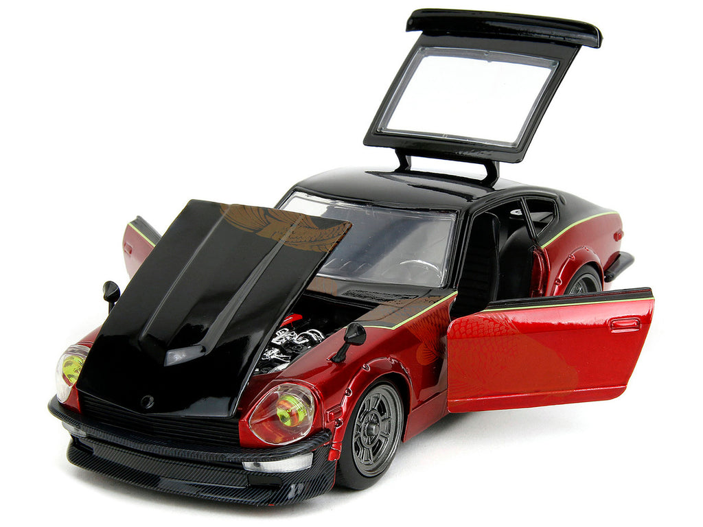 1972 Datsun 240Z Black and Red Metallic with Graphics "Fast X" (2023) Movie "Fast & Furious" Series 1/24 Diecast Model Car by Jada-1