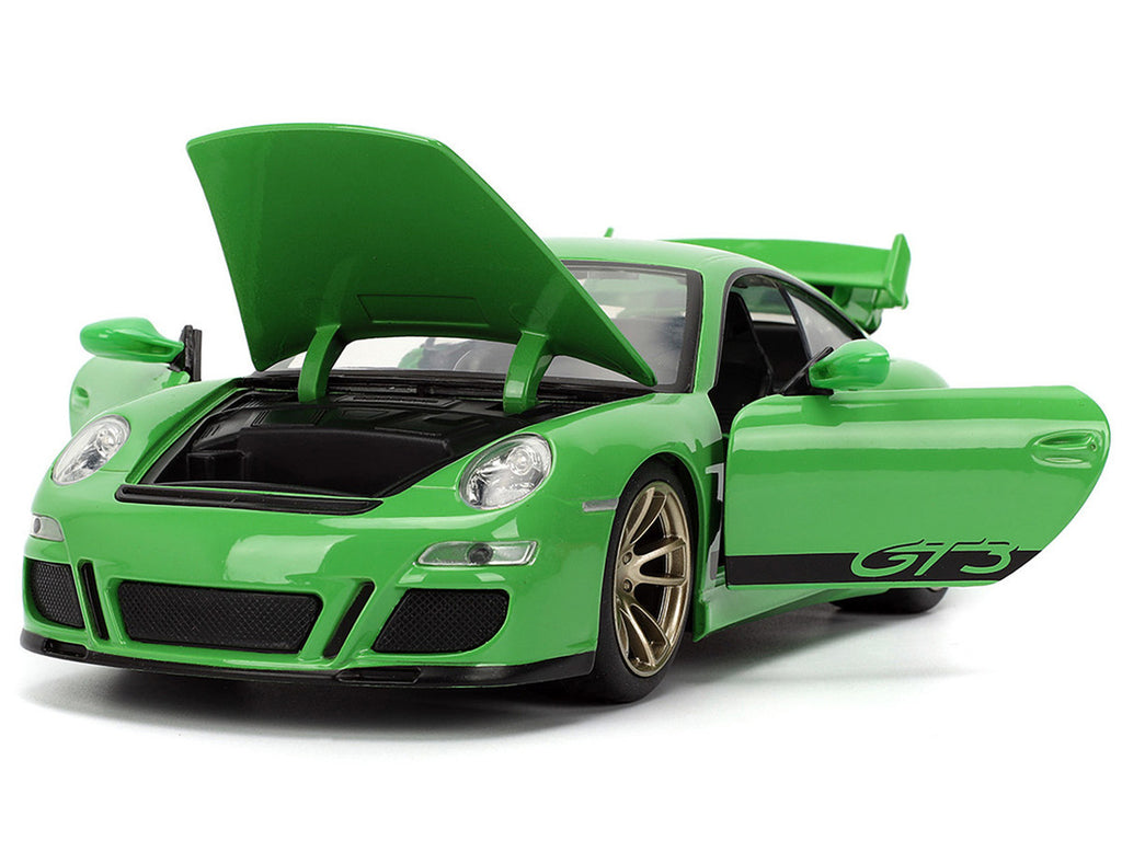 Porsche 911 GT3 (997) Green with Black Accents "Fast X" (2023) Movie "25 Years of Fast & Furious" Series 1/24 Diecast Model Car by Jada-0
