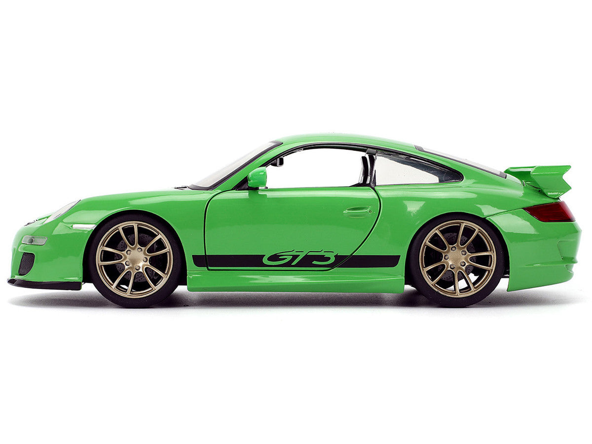 Porsche 911 GT3 (997) Green with Black Accents "Fast X" (2023) Movie "25 Years of Fast & Furious" Series 1/24 Diecast Model Car by Jada-2