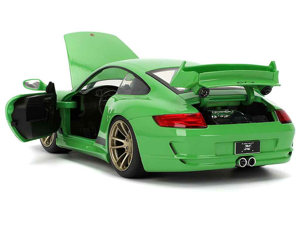 Porsche 911 GT3 (997) Green with Black Accents "Fast X" (2023) Movie "Fast & Furious" Series 1/24 Diecast Model Car by Jada-3