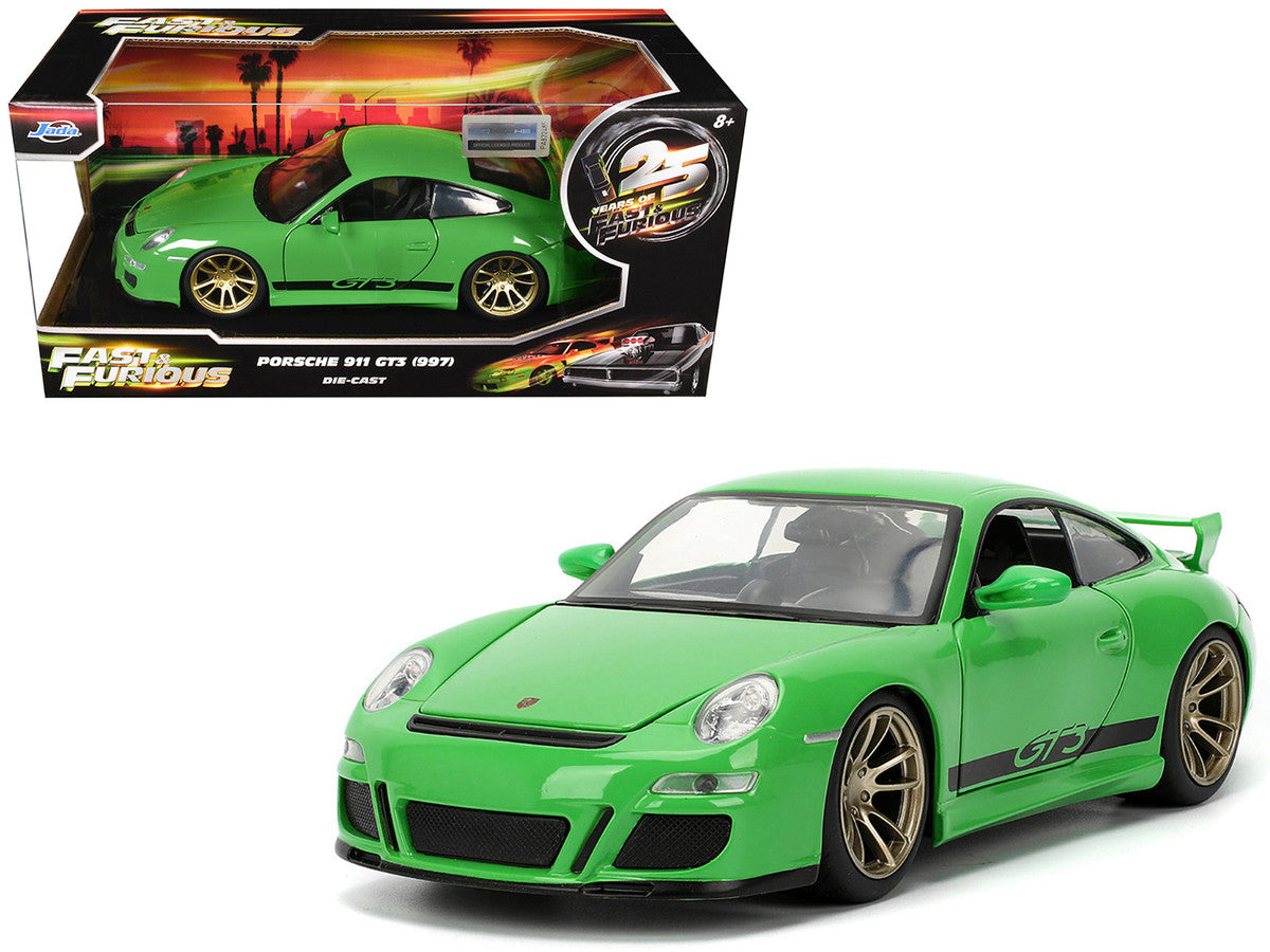 Porsche 911 GT3 (997) Green with Black Accents "Fast X" (2023) Movie "25 Years of Fast & Furious" Series 1/24 Diecast Model Car by Jada-4