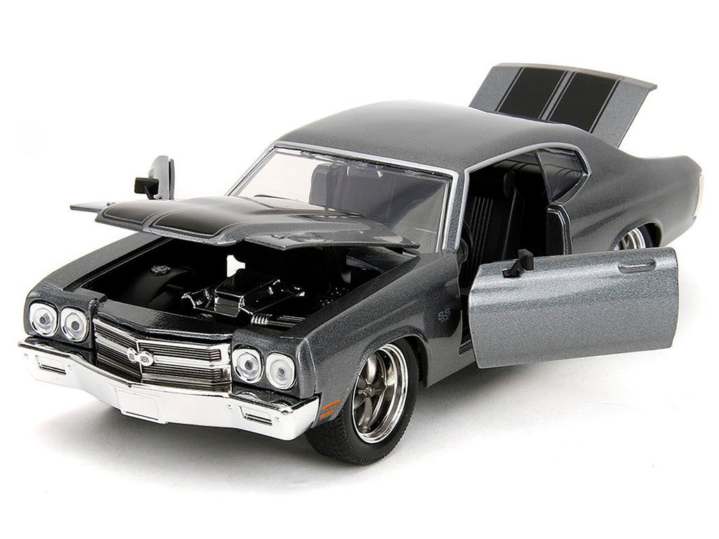 1970 Chevrolet Chevelle SS Gray Metallic with Black Stripes "Fast & Furious" (2009) Movie "Fast & Furious" Series 1/24 Diecast Model Car by Jada-1