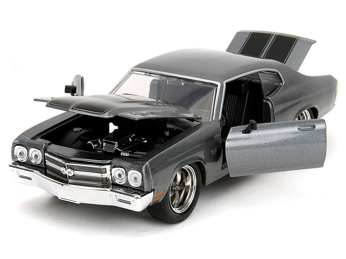1970 Chevrolet Chevelle SS Gray Metallic with Black Stripes "Fast & Furious" (2009) Movie "Fast & Furious 25th Anniversary" Series 1/24 Diecast Model Car by Jada-3
