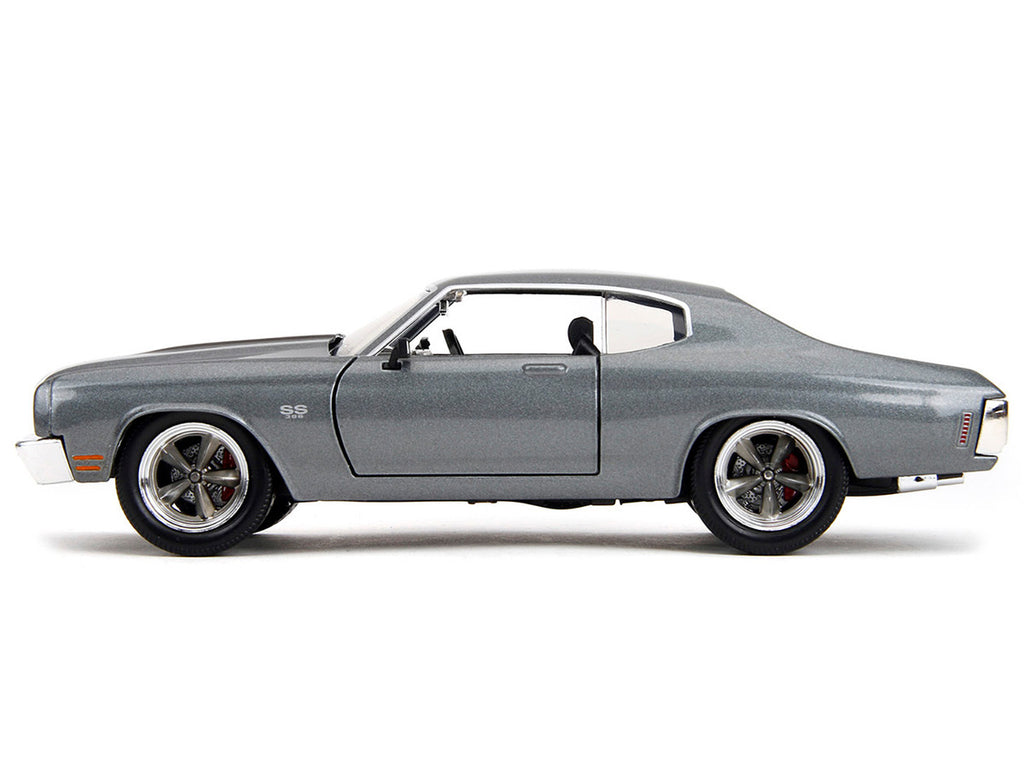 1970 Chevrolet Chevelle SS Gray Metallic with Black Stripes "Fast & Furious" (2009) Movie "Fast & Furious" Series 1/24 Diecast Model Car by Jada-3