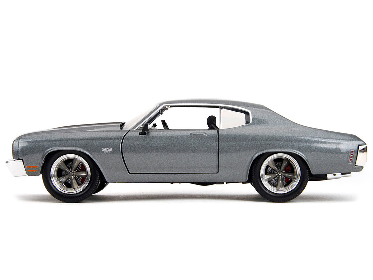1970 Chevrolet Chevelle SS Gray Metallic with Black Stripes "Fast & Furious" (2009) Movie "Fast & Furious" Series 1/24 Diecast Model Car by Jada-3