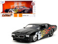 1971 Pontiac GTO Black with Flame Graphics "Bigtime Muscle" Series 1/24 Diecast Model Car by Jada-0
