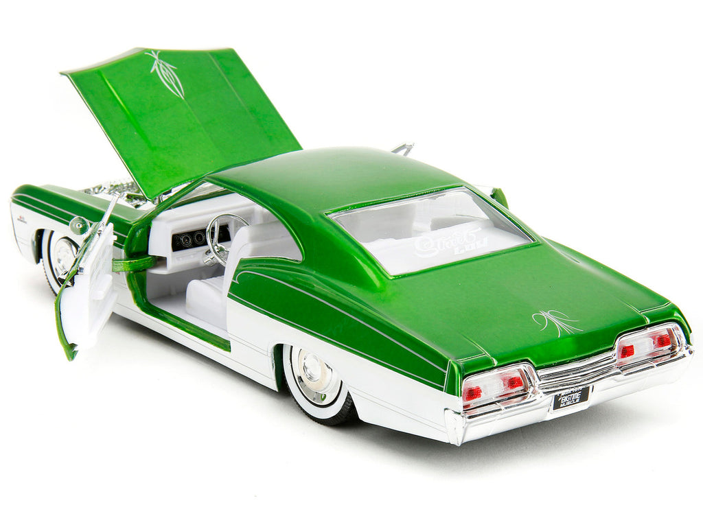 1967 Chevrolet Impala SS Green Metallic and White with White Interior "Bigtime Muscle" Series 1/24 Diecast Model Car by Jada-3