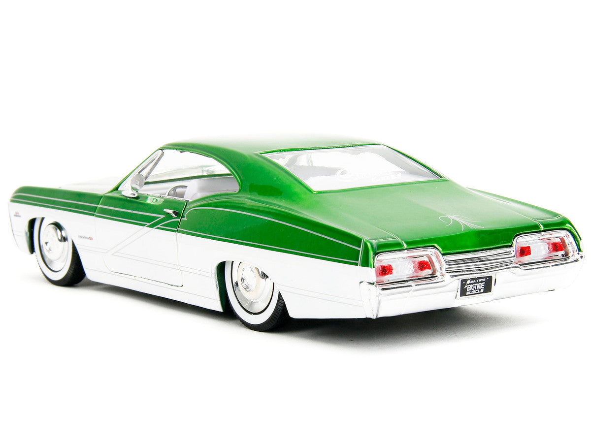 1967 Chevrolet Impala SS Green Metallic and White with White Interior "Bigtime Muscle" Series 1/24 Diecast Model Car by Jada-4