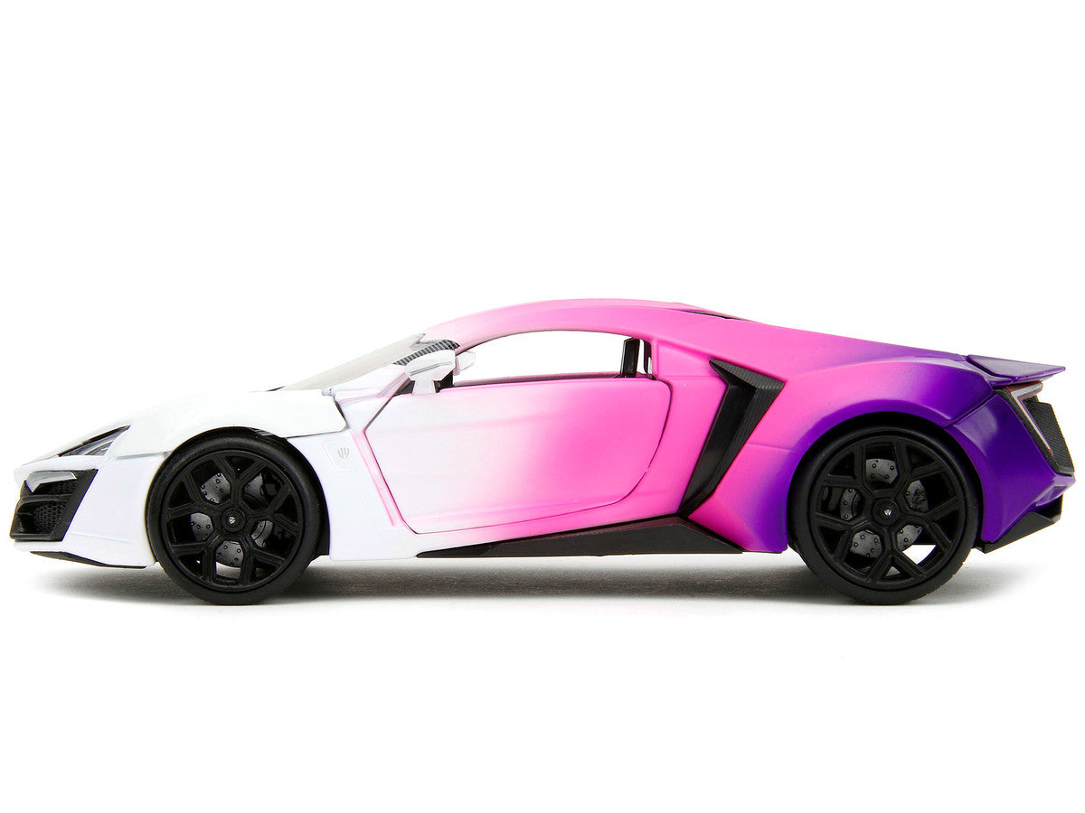 Lykan Hypersport White Pink and Purple Gradient "Pink Slips" Series 1/24 Diecast Model Car by Jada-2