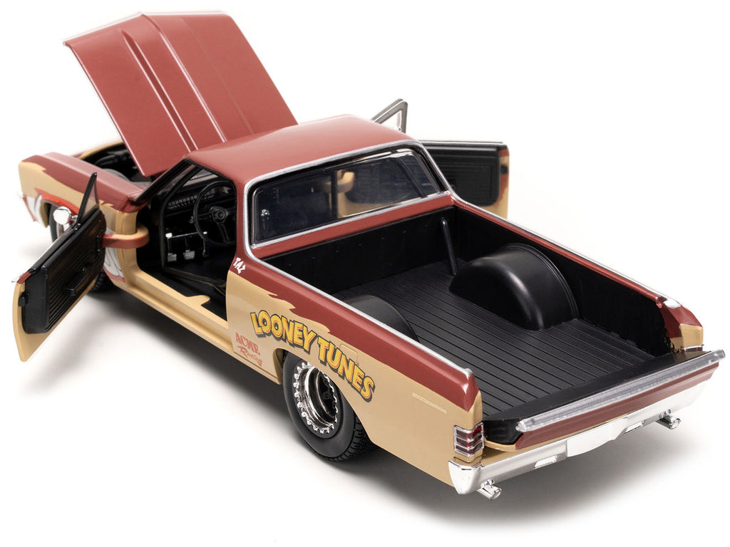 1967 Chevrolet El Camino Brown and Beige with Graphics and Tasmanian Devil (Taz) Diecast Figure "Looney Tunes" "Hollywood Rides" Series 1/24 Diecast Model Car by Jada-3