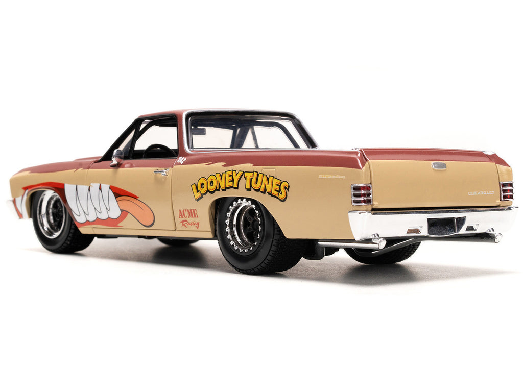 1967 Chevrolet El Camino Brown and Beige with Graphics and Tasmanian Devil (Taz) Diecast Figure "Looney Tunes" "Hollywood Rides" Series 1/24 Diecast Model Car by Jada-4